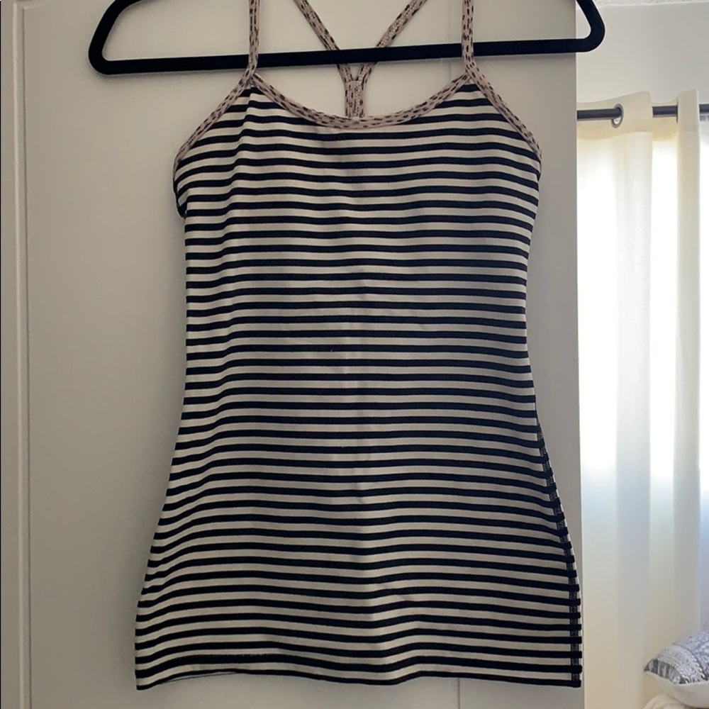 Lululemon Black & White Striped Power Y Tank